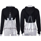 Women's Hoodies Sweatshirts Retro Women Hoodies Sexy Gothic Punk Chain Crop Top Hooded Pullover Hoody Jumper Cosplay Tops Plus Size Casual Sweatshirts 230826