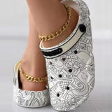 lovefery - Multicolor Casual Living Graffiti Patchwork Round Comfortable Shoes