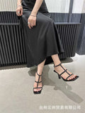 Sandals Celebrity style white nude high heels for women  new T-belt hollowed out Roman shoes~Summer dress wearing high heels sandals Y240618MYK2