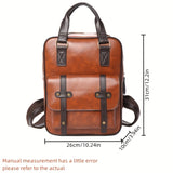 1pc Vintage-Inspired British Style Backpack - Durable Retro PU Leather Fashion Accessory