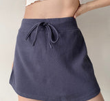 lovefery - Waffle Drawstring Skirt