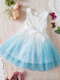 Lovely Galaxy Princess Dress for Little Girls - Elegant Lace Splicing, Sleeveless, Ribbon Detailed, Non-Stretch Polyester Tulle Dress for Summer - Ideal Gift for Birthday or Special Occasions