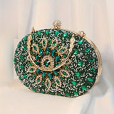 Elegant Floral Rhinestone Clutch with Secure Buckle - Dazzle at Dinners & Galas - Polyester Lined for Durability