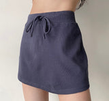 lovefery - Waffle Drawstring Skirt