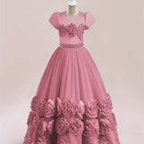 Children's dress Princess dress style long pompadour dress Girl's birthday catwalk piano performance dress