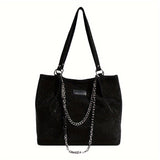 Glittering Rhinestone Shoulder Bag - Fashionable Chain Decor Tote - Shimmering Bling-Bling Evening Handbag for Glam Women