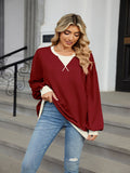 Women Autumn And Winter Solid Color Round Neck Loose Sweatshirt Sweatshirt, Block Color