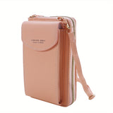 Mini Crossbody Wallet, Zipper Around Clutch Purse, PU Leather Mobile Phone Bag (7.48*3.74*1.65) Inch