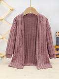 Girls Cozy Solid Knit Cardigan - Asymmetrical Neck, Slight Stretch, Machine Washable - Perfect for Spring and Autumn Casual Wear