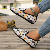 lovefery - Halloween Cream White Casual Patchwork Printing Round Comfortable Flats Shoes