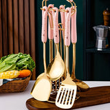 7pcs/set Kitchen Utensils Set Cooking Shovel Spoon Nordic Light Luxury Kitchenware Set Cooking Shovel Spoon Ceramic Handle Stainless Steel Spatula Soup Spoon Kitchen Supplies Party Favors Chrismas Gifts, Halloween GiftS Novelty Tool