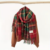 Cozy Vintage-Inspired Plaid Scarf for Women - Soft Imitation Cashmere, Warm & Windproof Knit Shawl for Autumn/Winter