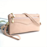 Multi Zipper Clutch Purse For Women, Solid Color Crossbody Bag, Fashion Handbags With Wristlet Wallet