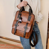 1pc Vintage-Inspired British Style Backpack - Durable Retro PU Leather Fashion Accessory