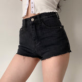 lovefery - Frayed High Waist Denim Shorts