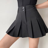 lovefery - Campus Drama Button Pleated Skirt