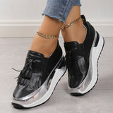 lovefery - Black Casual Sportswear Patchwork Contrast Round Comfortable Out Door Shoes