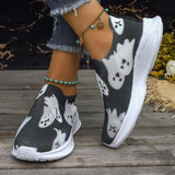 lovefery - Black Casual Patchwork Printing Round Comfortable Out Door Shoes