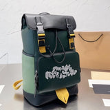 New Hot 10A Coaches Backpack Designer Backpack Men And Women Backpack Book Bag Classic Old Flowers Drawstring Clip Open And Close Jacquard Leather Schoolbag 141