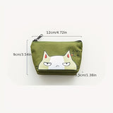 Cute Cat Print Coin Purse, Cartoon Zipper Wallet, Women's Clutch Storage Bag