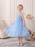 Enchanted Princess Tulle Dress for Girls - Delicate Butterfly Bow & Embroidered Magic, Perfect for Summer Celebrations and Performances