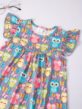 Girls Summer Frill Sleeve Swing Dress with Adorable Animal Prints - Playful & Perfect for Warm Weather