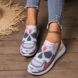 lovefery - Halloween White Casual Patchwork Printing Round Comfortable Shoes