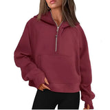 Lu-43 Autumn Winter Yoga Suit Scuba Hoodie Half Zip Women's Sports Sweater Loose Gym Jacket Fitness Short Plush Coat Sweatshirtmm