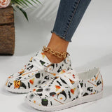 lovefery - White Casual Patchwork Printing Round Comfortable Out Door Shoes