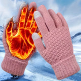 Thermal Winter Gloves - Ultra-Warm Knit Insulation, Touch Screen Compatible, Thickened Palm, Solid Color Design for Cycling and Hiking - Available in 1, 2, or 3 Pairs