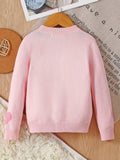 Girls Warm & Casual Long Sleeve Hearts Pattern Knit Cotton Sweater For Spring & Fall