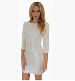 Vinci Padded Sequin Mini Dress - Cream