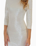 Vinci Padded Sequin Mini Dress - Cream