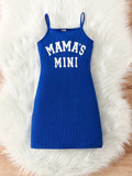 Chic 'Mama's Mini' Slogan Bodycon Cami Dress - Girls' Stretchy Ribbed Summer Wear