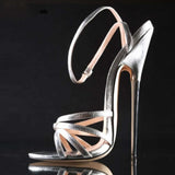 Fetish Giaro Slick Fashion Ankle Strap Pointed Toe Women Metal Stiletto Heels High-Heeled Shoes 16Cm Unisex Sandals