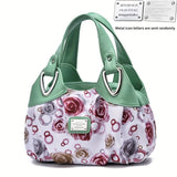 Elegant Large Floral Tote Bag - Versatile & Durable PU Leather with Secure Zipper, Includes Matching Clutch