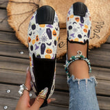 lovefery - Halloween Cream White Casual Patchwork Printing Round Comfortable Flats Shoes