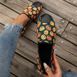 lovefery - Halloween Cream White Casual Patchwork Printing Round Comfortable Flats Shoes