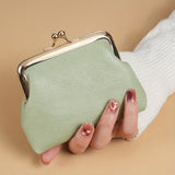 Mini Retro Clutch Kiss-Lock Wallet, Solid Color Clip Coin Purse, Women's Textured Carry On Pouch