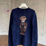 Women Sweaters Cartoon Rl Bear Women Winter Clothing Fashion Long Sleeve Knitted Pullover Cotton Wool Cotton Soft KOQ6