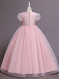 Girls Princess Dress - Exquisite Formal Design with Sparkling Sequins, Fluffy Puff Sleeves, and Fit-and-Flare Silhouette - Perfect for Little Princesses, Birthday Celebrations, and Show-Stopping Piano Performances