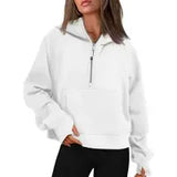 Yoga Scuba Half Zip Hoodie Jacket Designer Sweater Women's Define Workout Sport Coat Fitness Activewear Top Solid Zipper Sweatshirt Sports Gym Clothes