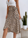 Temperament polka dot print split skirt trendy