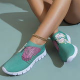 lovefery - Cyan Casual Patchwork Printing Round Comfortable Shoes