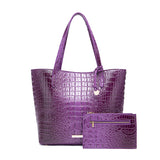 Crocodile Embossed Tote Bag Set, Elegant Shoulder Bag With Clutch Purse, Women's Office & Work Handbag