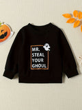 Buy 1 Get 1 Free, 2 Pcs Adorable Toddler Baby Boy Halloween Outfits - Long Sleeve Letter Print Sweatshirt and Casual Pants Set for Fall Winter - Soft, Comfortable, and Cozy Clothes for Little Ones