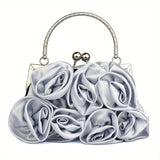 Floral Elegance Clutch - Metal Kiss Lock Handle - Roomy Interior - Perfect for Special Occasions