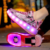 Bright LED Roller Shoes for Boys - Fashionable & Fun, Dual-Wheel Skate Sneakers for All Seasons Outdoor Adventure