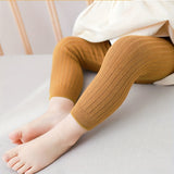 Little Girls Soft Ribbed Leggings - Stretchy Cotton Blend, Slim Fit, Solid Colors, Footless, Perfect for Everyday Style