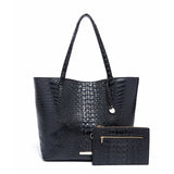 Crocodile Embossed Tote Bag Set, Elegant Shoulder Bag With Clutch Purse, Women's Office & Work Handbag